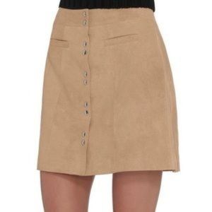 Intermix Sierra Tan Suede Leather Mini Skirt  M